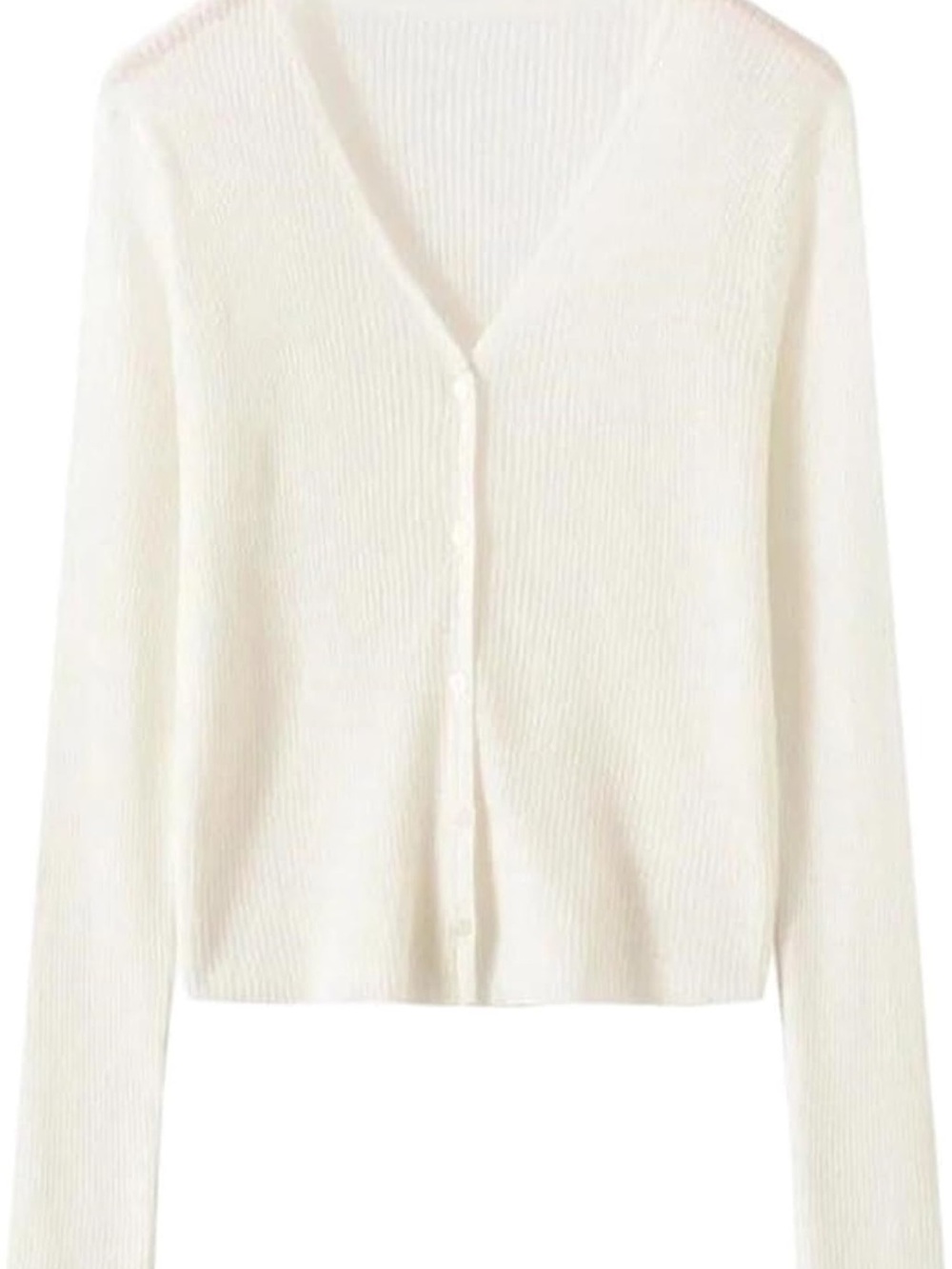 Lightweight Cream V-Neck Button Front Cardigan
